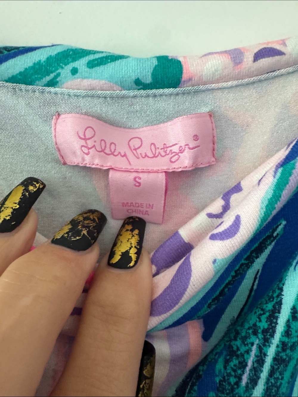 Lilly Pulitzer Pink Teal Off the shoulder - Picture 2 of 8